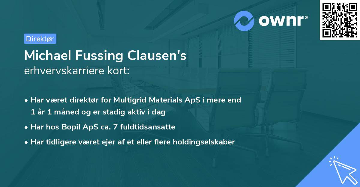 Michael Fussing Clausen's erhvervskarriere kort