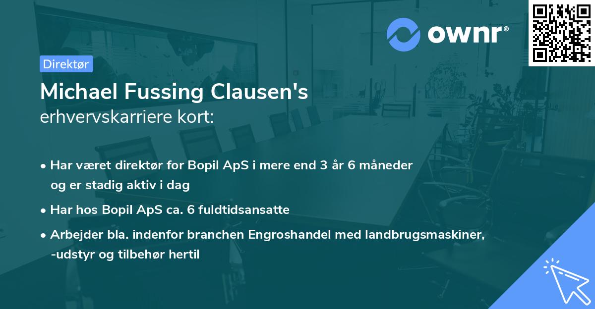 Michael Fussing Clausen's erhvervskarriere kort