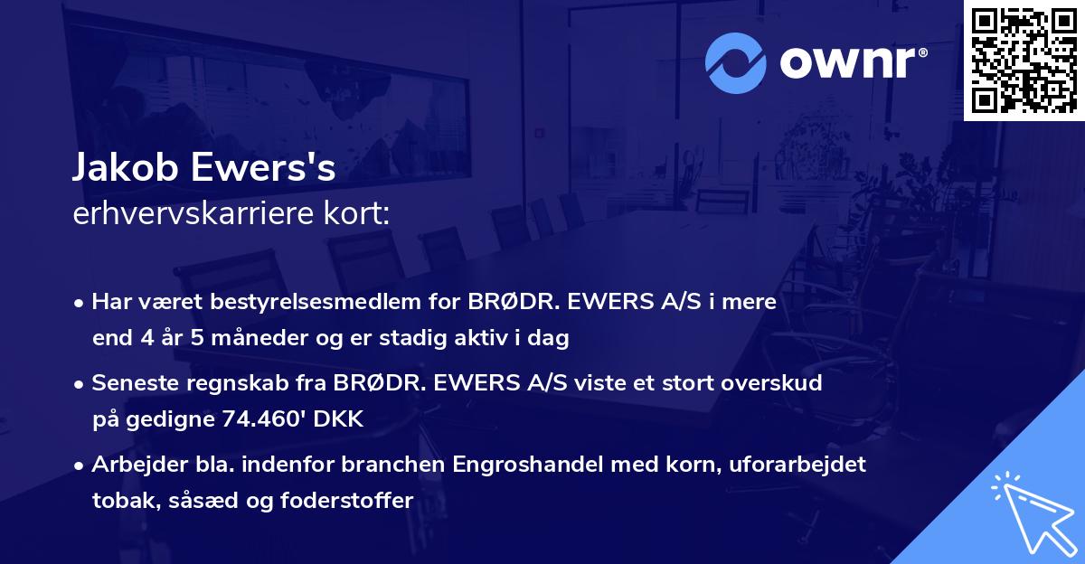 Jakob Ewers's erhvervskarriere kort