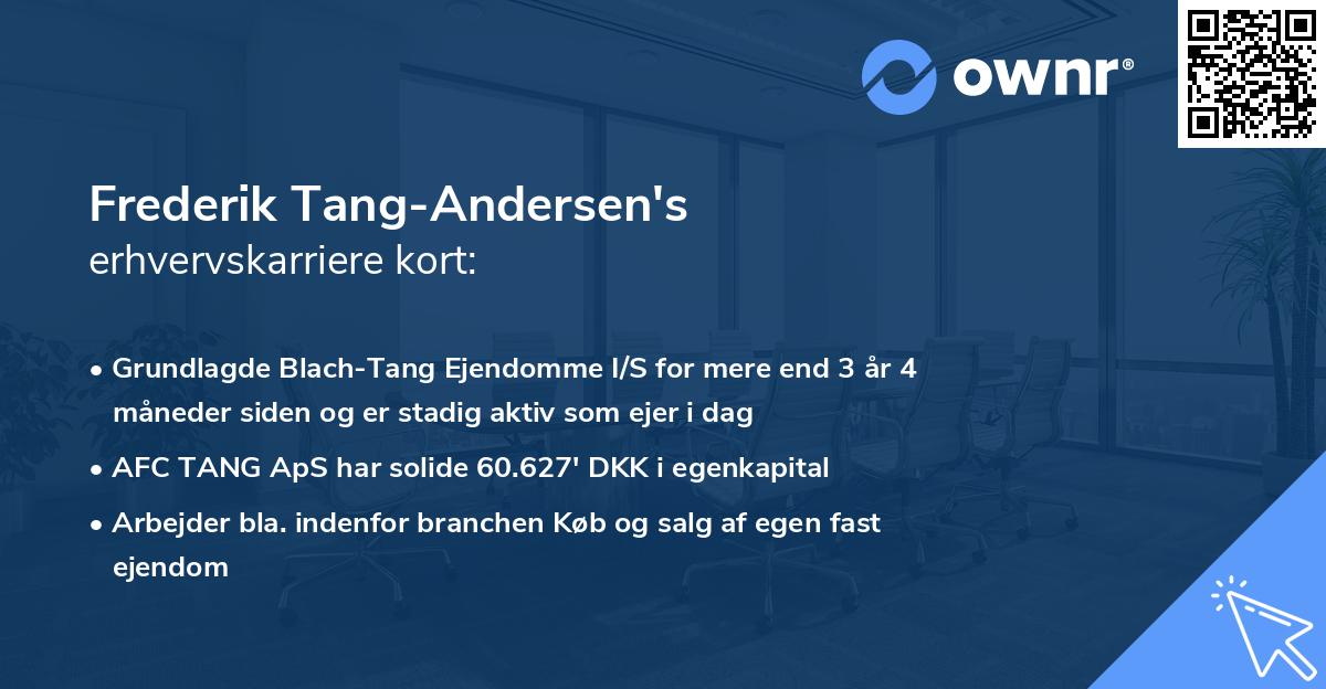 Frederik Tang-Andersen's erhvervskarriere kort