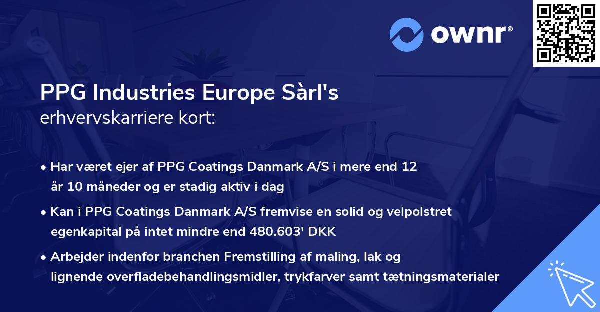 PPG Industries Europe Sàrl's erhvervskarriere kort