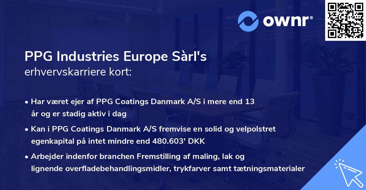 PPG Industries Europe Sàrl's erhvervskarriere kort