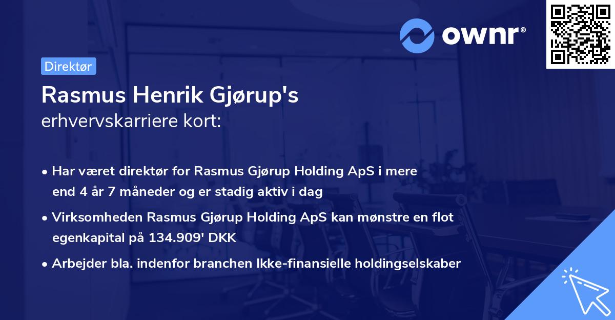 Rasmus Henrik Gjørup's erhvervskarriere kort