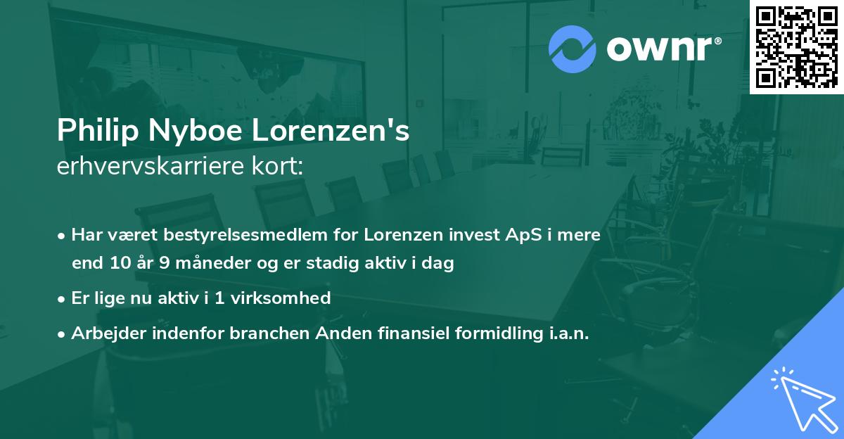 Philip Nyboe Lorenzen's erhvervskarriere kort