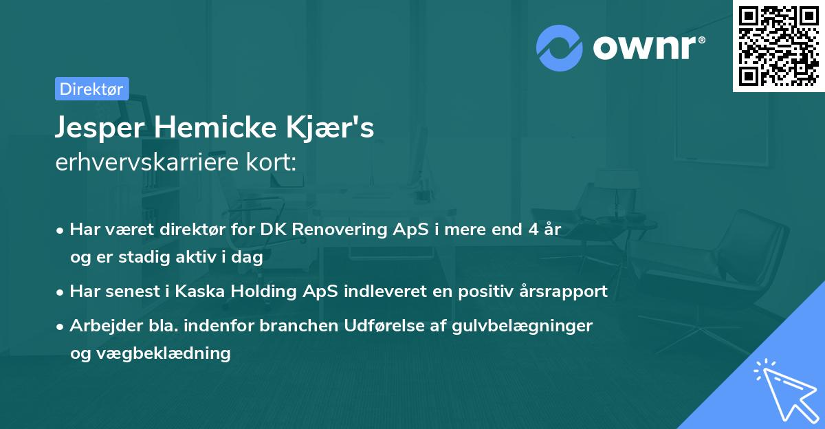 Jesper Hemicke Kjær's erhvervskarriere kort