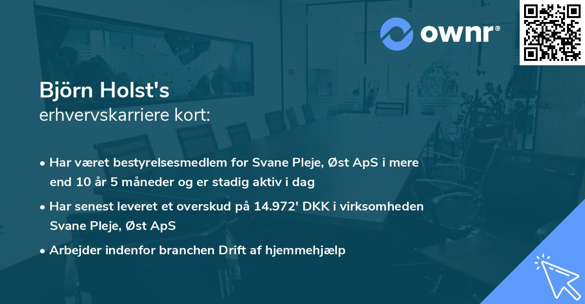 Björn Holst's erhvervskarriere kort