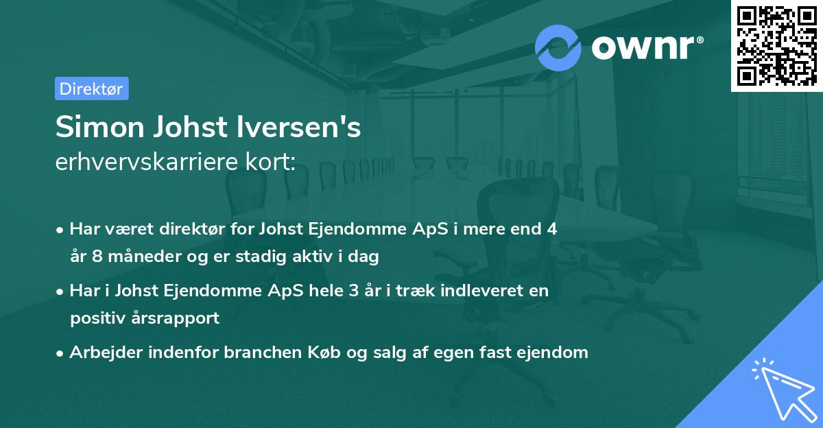 Simon Johst Iversen's erhvervskarriere kort