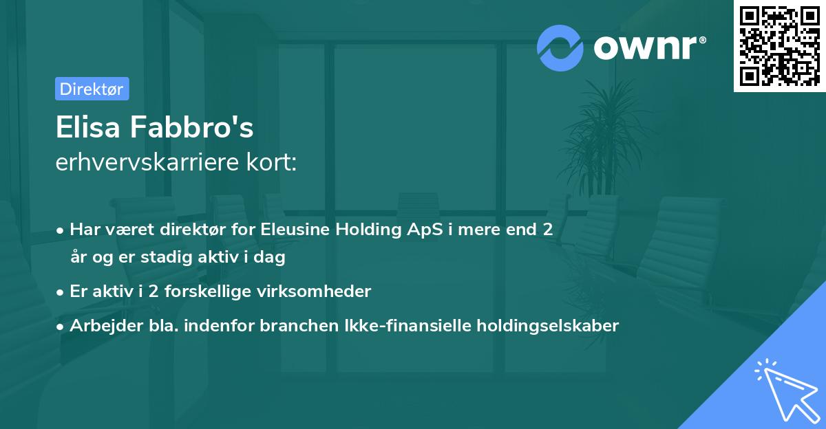 Elisa Fabbro's erhvervskarriere kort