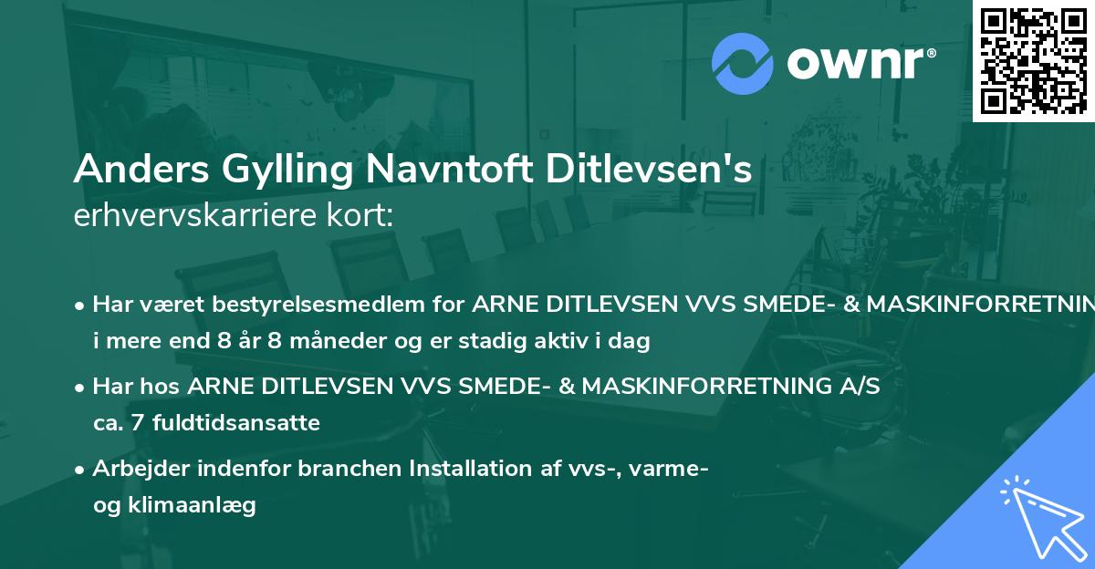 Anders Gylling Navntoft Ditlevsen's erhvervskarriere kort