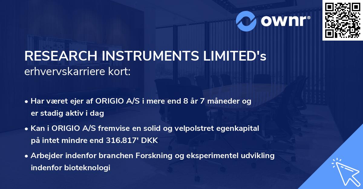 RESEARCH INSTRUMENTS LIMITED's erhvervskarriere kort