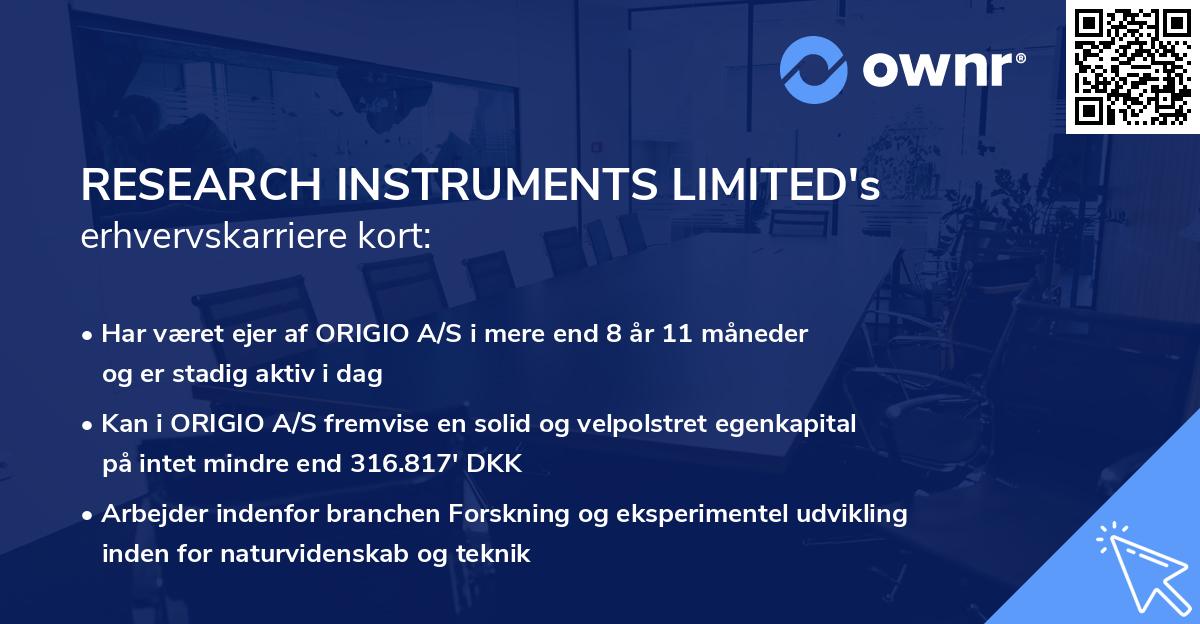 RESEARCH INSTRUMENTS LIMITED's erhvervskarriere kort