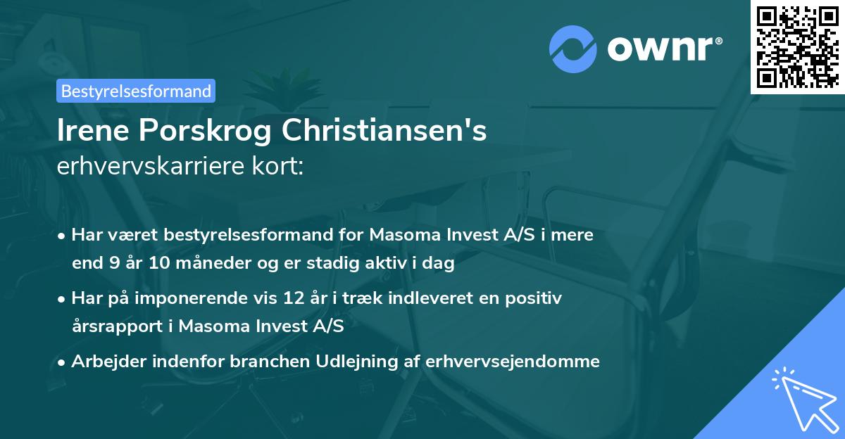 Irene Porskrog Christiansen's erhvervskarriere kort
