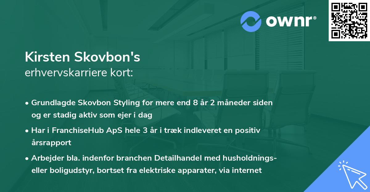 Kirsten Skovbon's erhvervskarriere kort