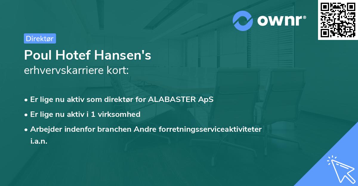 Poul Hotef Hansen's erhvervskarriere kort
