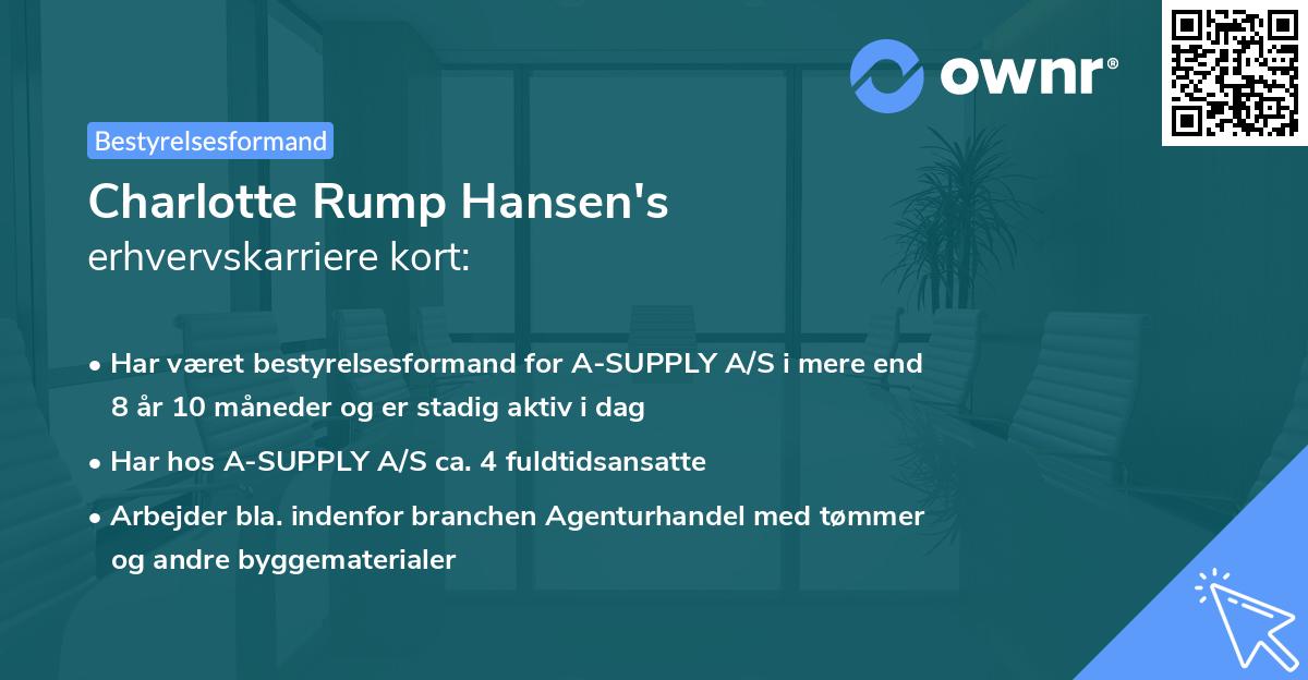 Charlotte Rump Hansen's erhvervskarriere kort