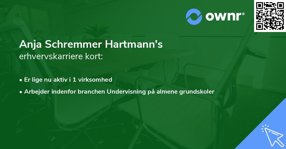 Anja Schremmer Hartmann's erhvervskarriere kort