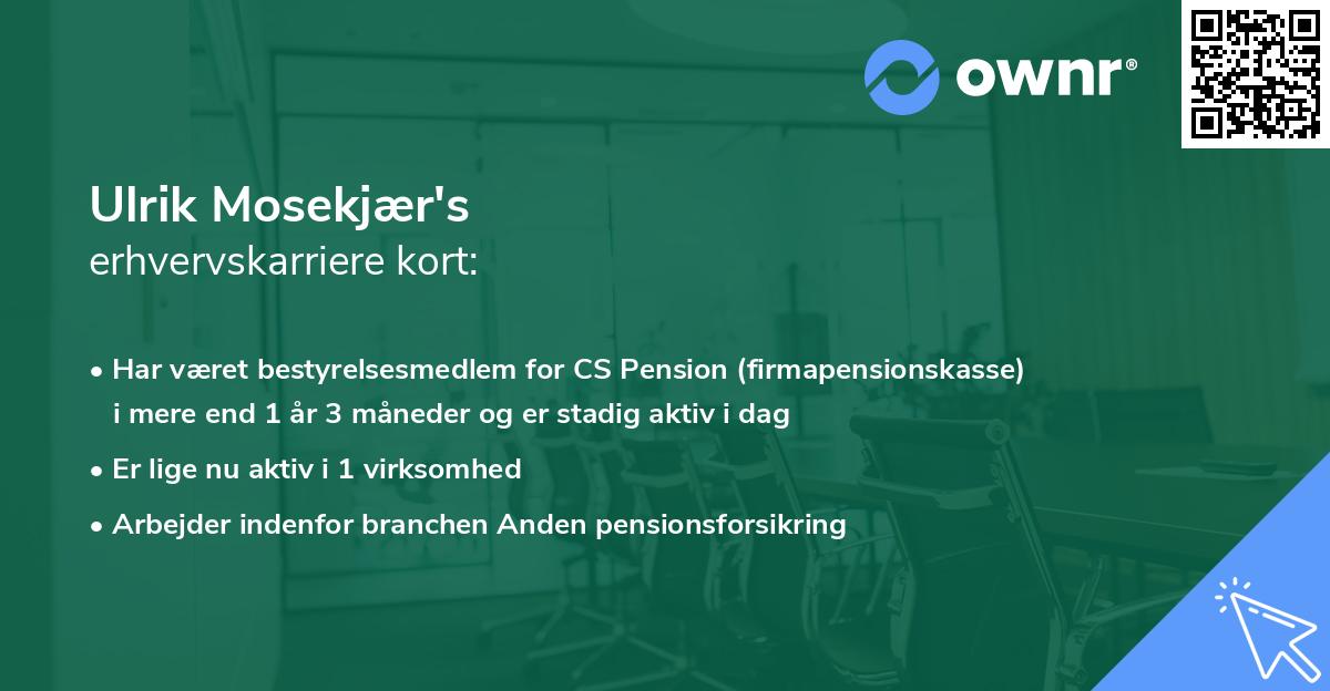 Ulrik Mosekjær's erhvervskarriere kort