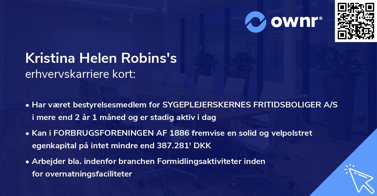 Kristina Helen Robins's erhvervskarriere kort