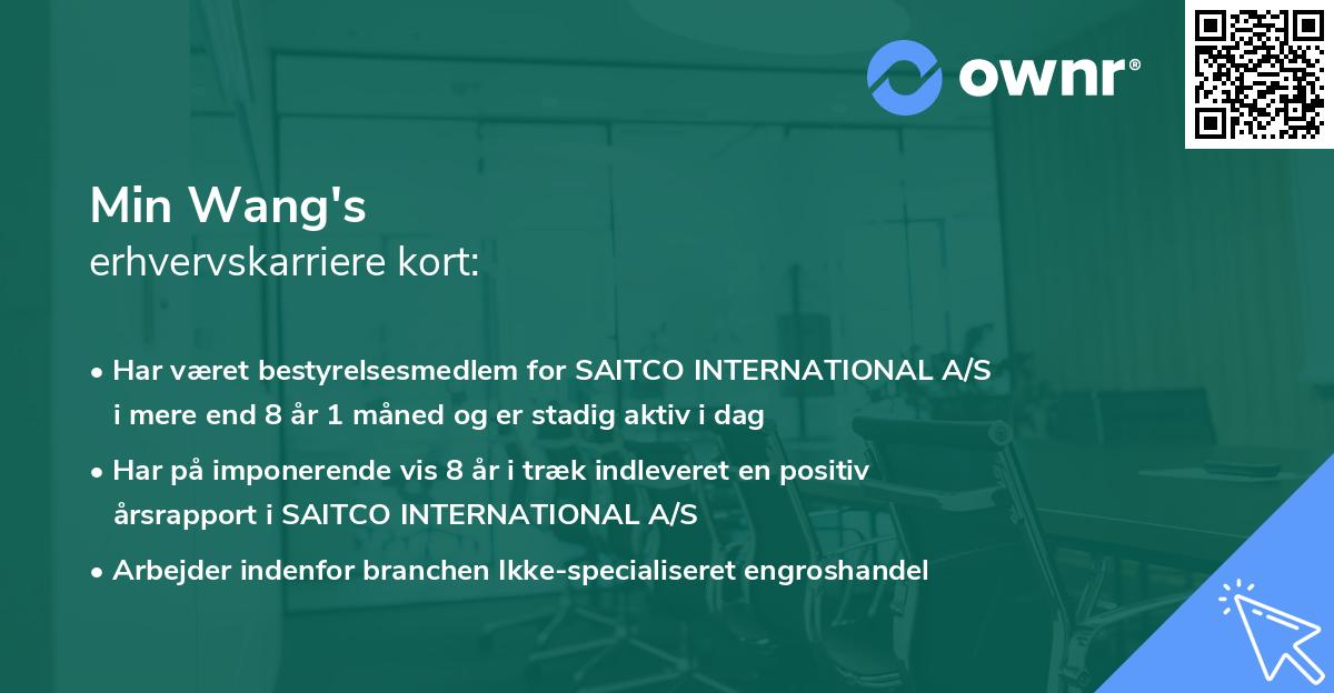 Min Wang's erhvervskarriere kort
