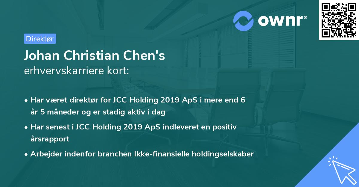 Johan Christian Chen's erhvervskarriere kort