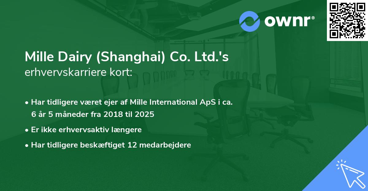 Mille Dairy (Shanghai) Co. Ltd.'s erhvervskarriere kort