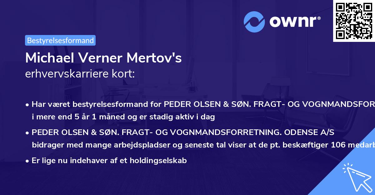 Michael Verner Mertov's erhvervskarriere kort