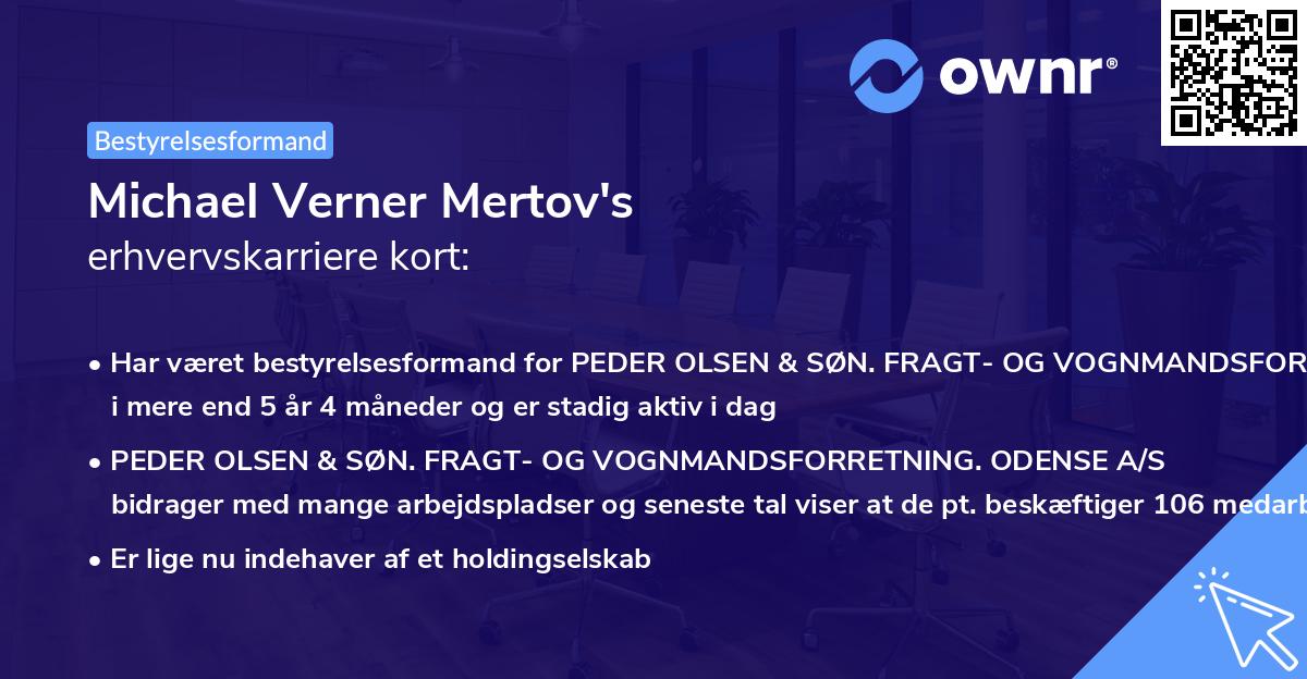 Michael Verner Mertov's erhvervskarriere kort