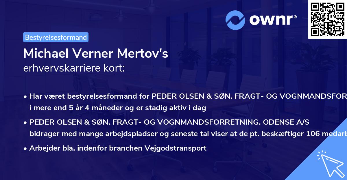 Michael Verner Mertov's erhvervskarriere kort