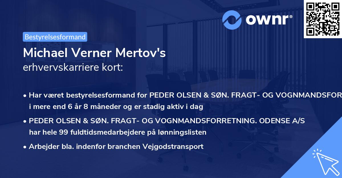 Michael Verner Mertov's erhvervskarriere kort