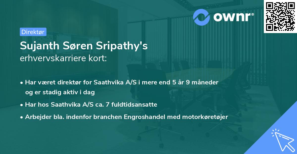 Sujanth Søren Sripathy's erhvervskarriere kort