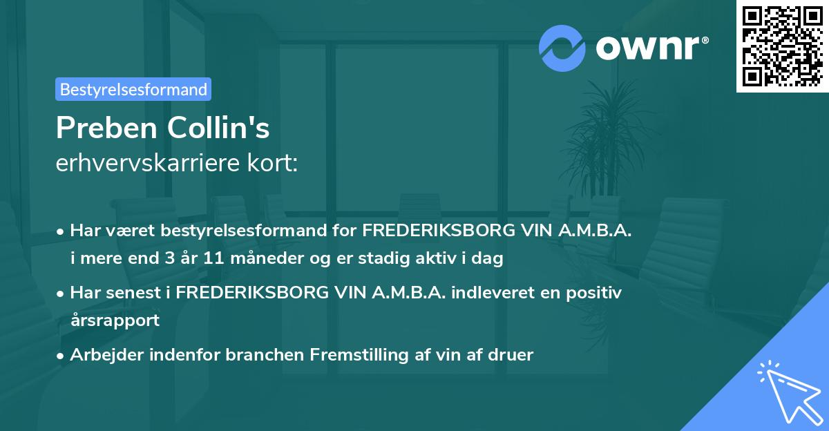 Preben Collin's erhvervskarriere kort