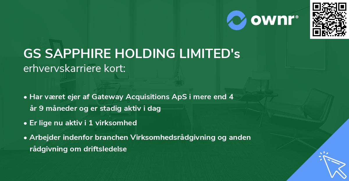 GS SAPPHIRE HOLDING LIMITED's erhvervskarriere kort