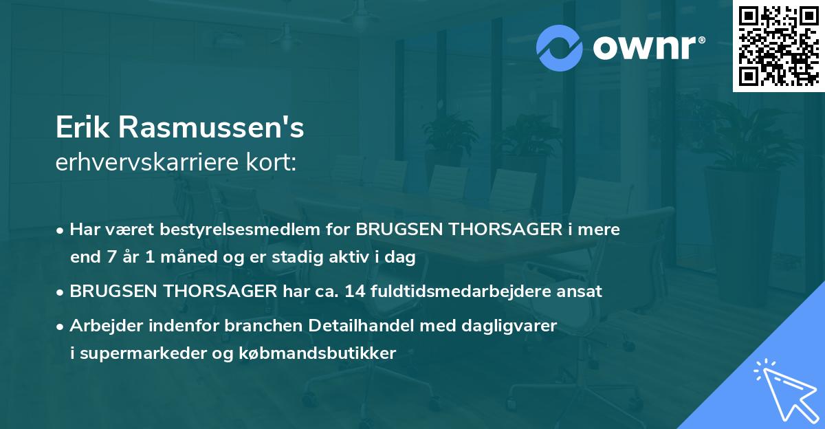 Erik Rasmussen's erhvervskarriere kort