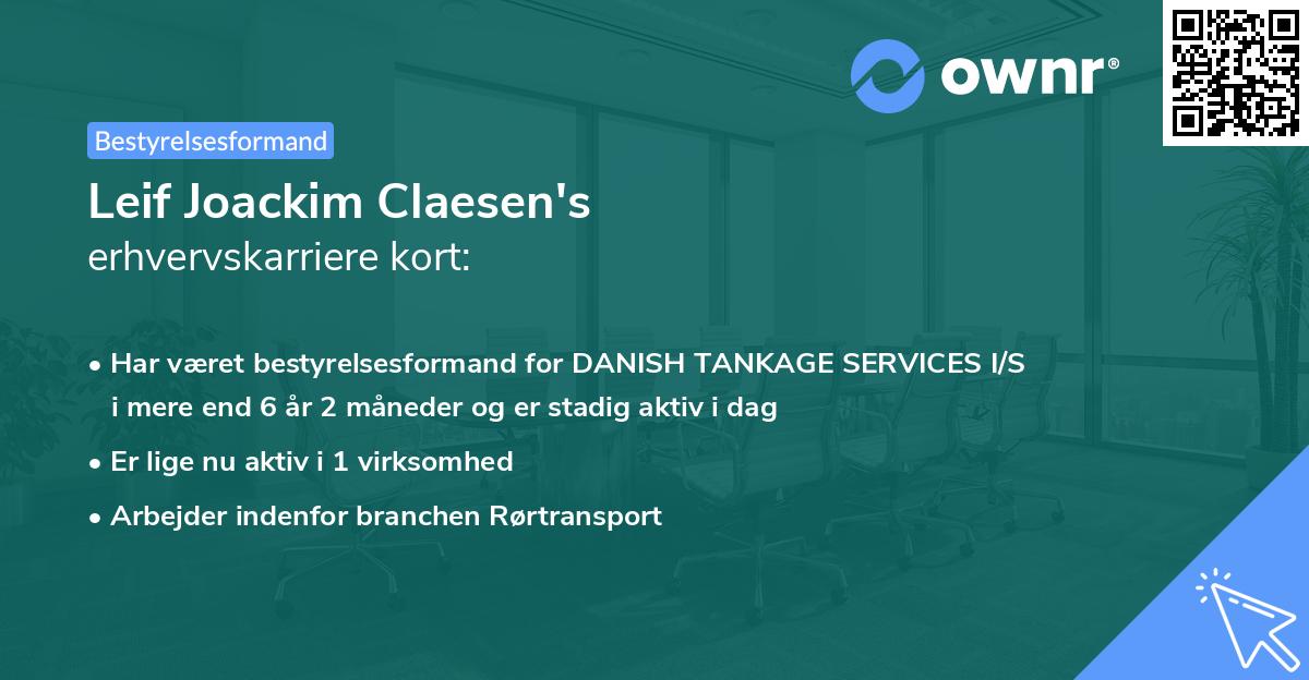 Leif Joackim Claesen's erhvervskarriere kort