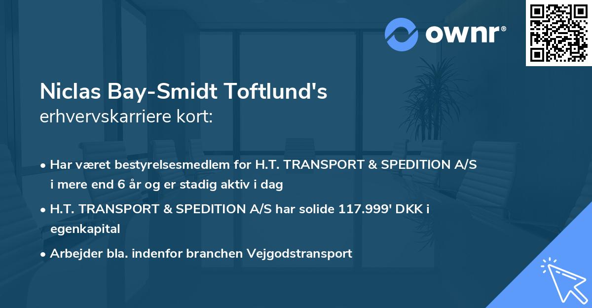 Niclas Bay-Smidt Toftlund's erhvervskarriere kort
