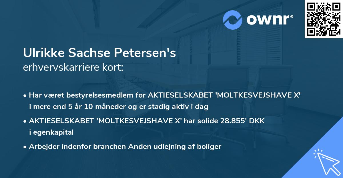 Ulrikke Sachse Petersen's erhvervskarriere kort