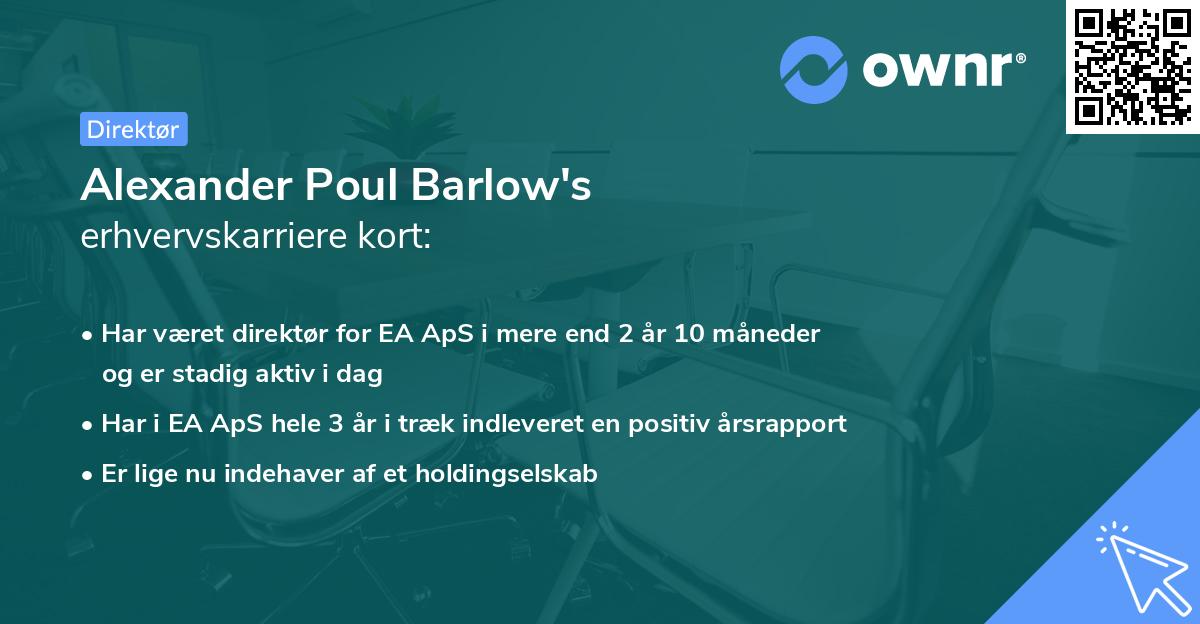 Alexander Poul Barlow's erhvervskarriere kort