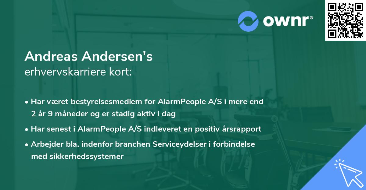 Andreas Andersen's erhvervskarriere kort