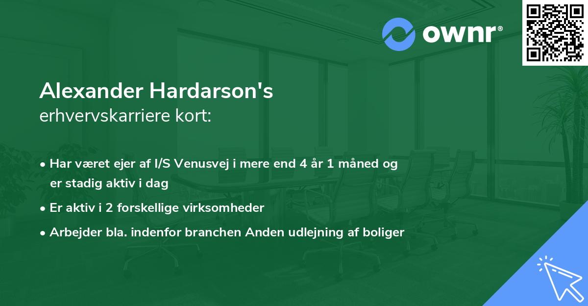 Alexander Hardarson's erhvervskarriere kort