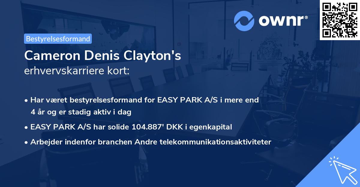 Cameron Denis Clayton's erhvervskarriere kort