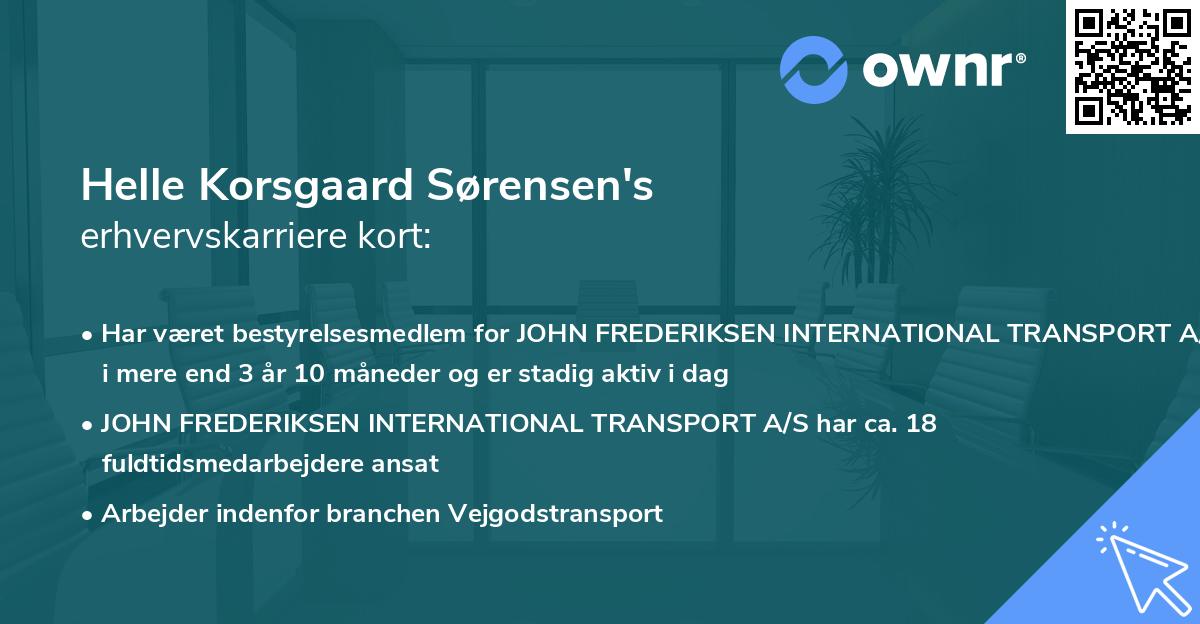Helle Korsgaard Sørensen's erhvervskarriere kort