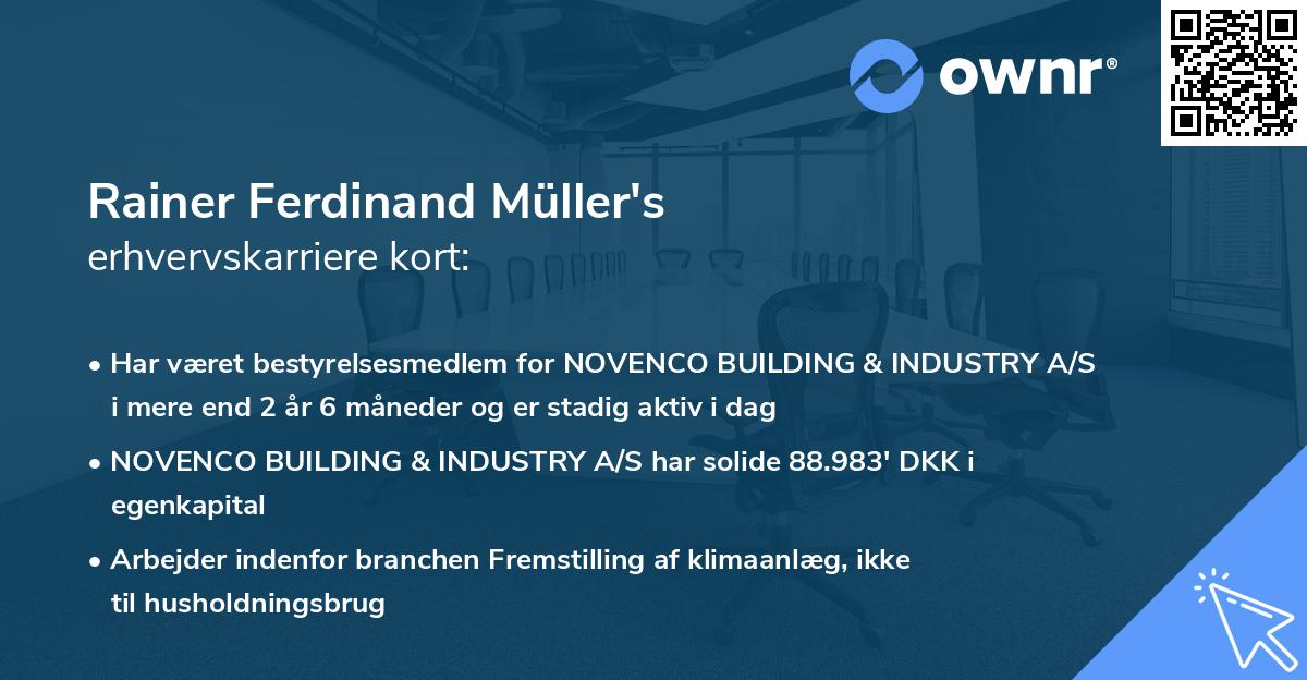 Rainer Ferdinand Müller's erhvervskarriere kort