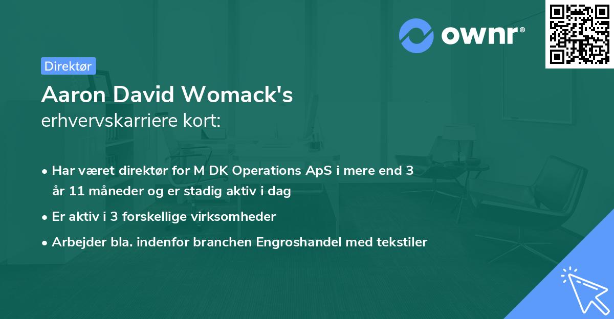 Aaron David Womack's erhvervskarriere kort