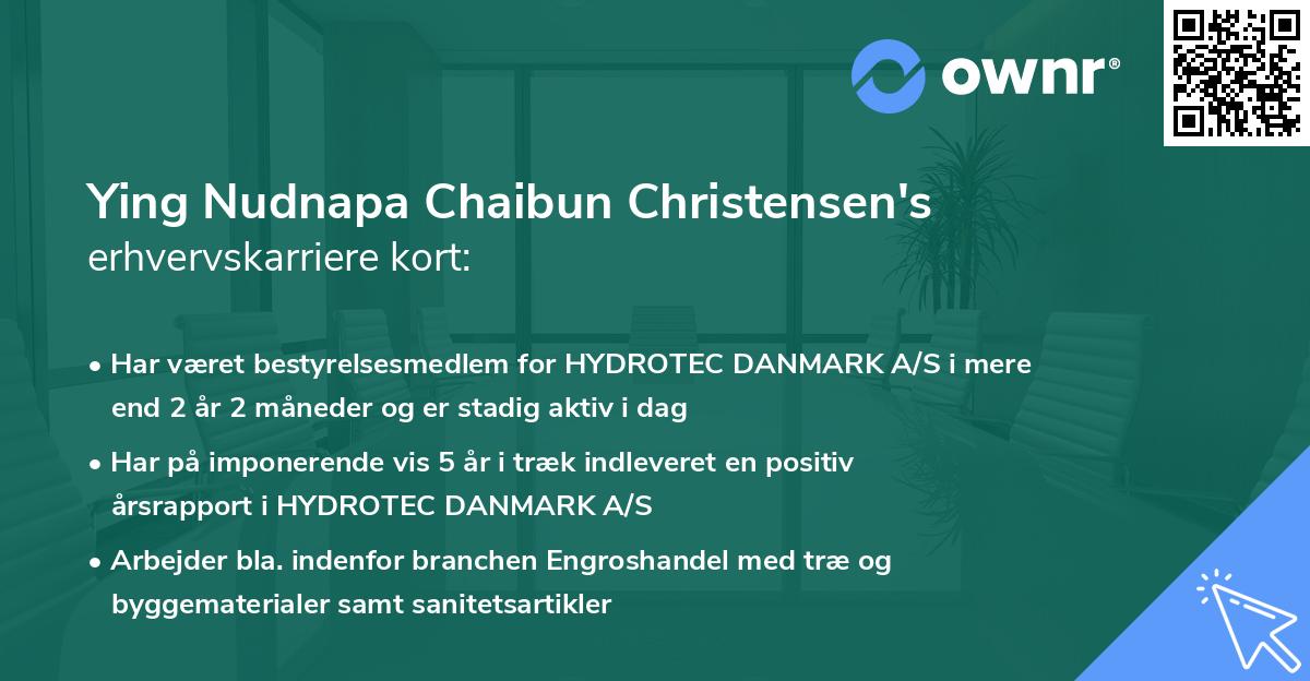 Ying Nudnapa Chaibun Christensen's erhvervskarriere kort