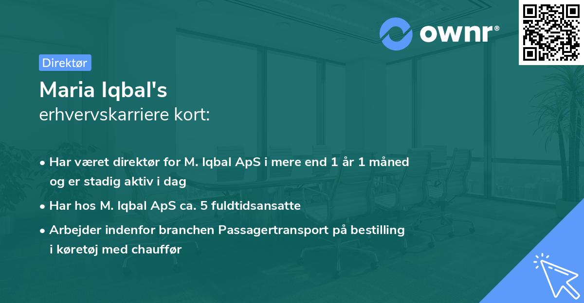 Maria Iqbal's erhvervskarriere kort