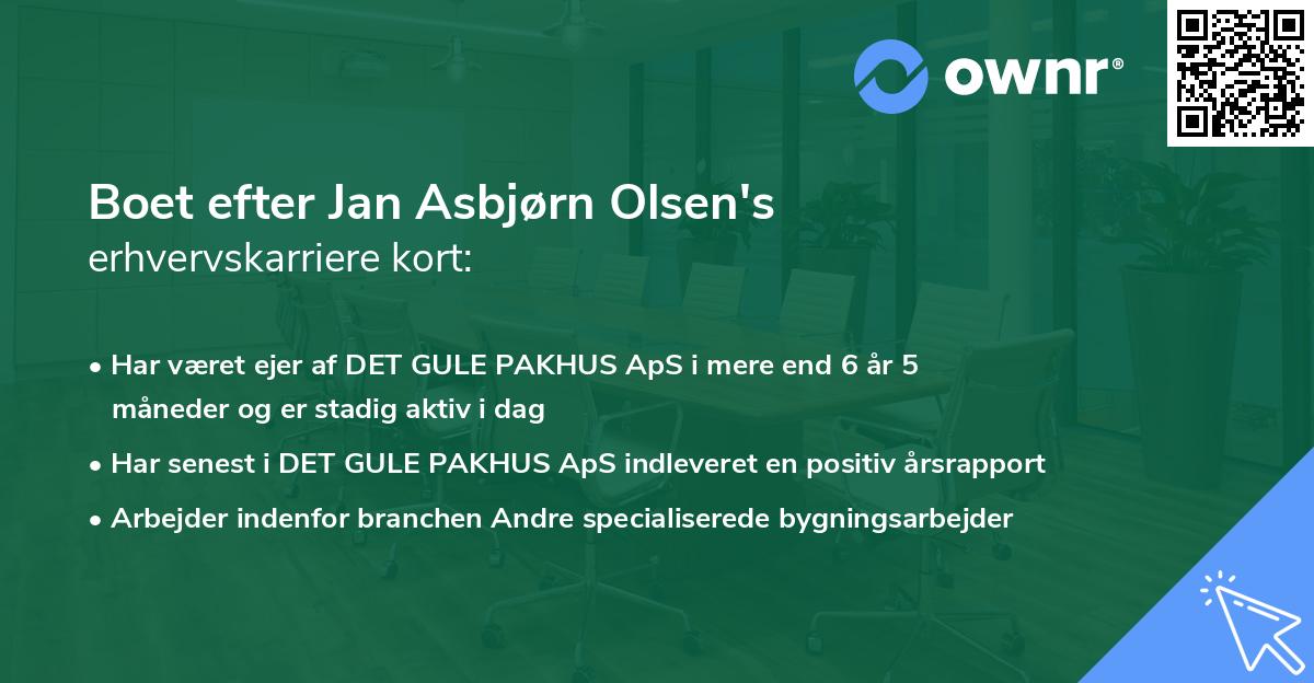 Boet efter Jan Asbjørn Olsen's erhvervskarriere kort