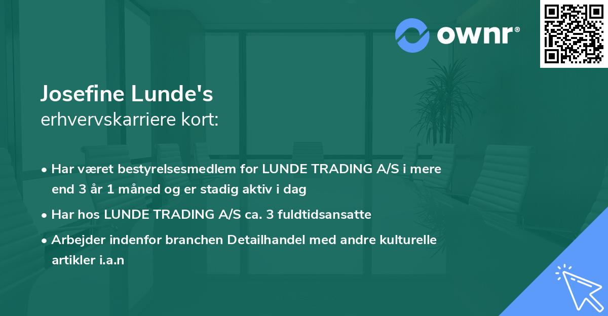 Josefine Lunde's erhvervskarriere kort