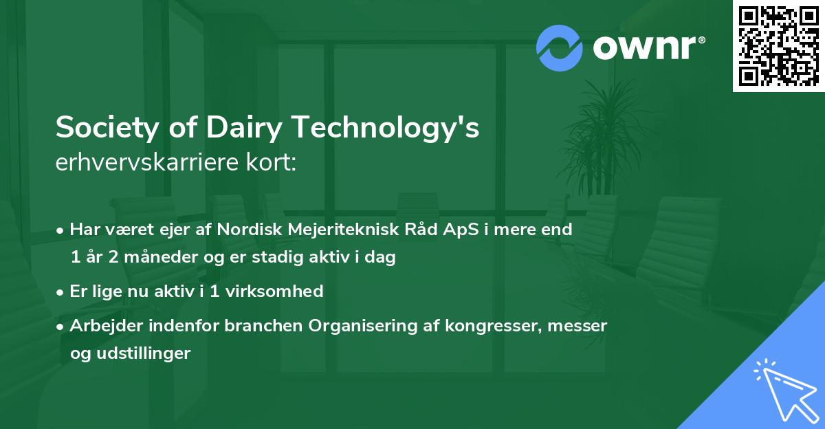 Society of Dairy Technology's erhvervskarriere kort