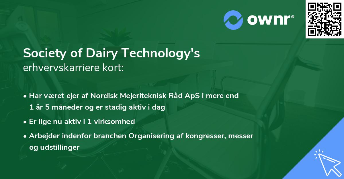 Society of Dairy Technology's erhvervskarriere kort