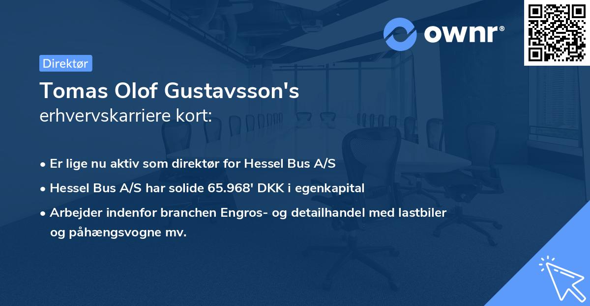 Tomas Olof Gustavsson's erhvervskarriere kort